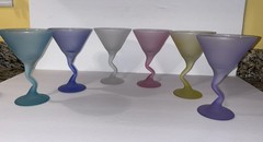 Vintage Libbey Martini Z Stem Martini Glasses Pastel Satin Watusi Set Of 6. EUC