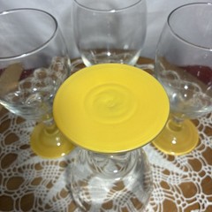Libbey Yellow Base Stemware Set Of 4