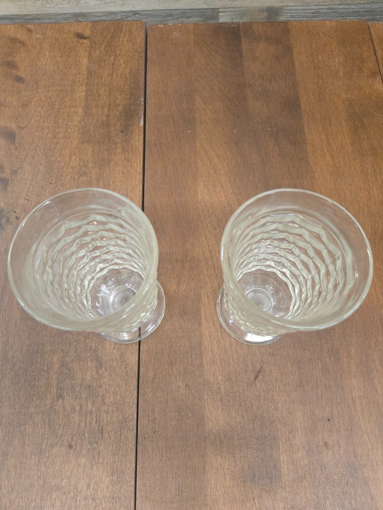 Indiana Glass Whitehall Cubist Clear Footed Tumbler Iced Tea Glass 10oz (2)