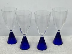 SASAKI — EON, BLUE — WINE GLASSES — 4