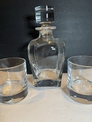 Lenox Crystal Whiskey Decanter & 2 Double Old Fashioned Glasses Bar Set