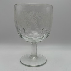 Vintage Bartlett Collins Thumbprint Etched Grapes Leaves Clear Goblets Set of 13