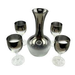 MCM Dorothy Thorpe Style Mercury Fade Bar Set Hollywood Regency Silver Ombre