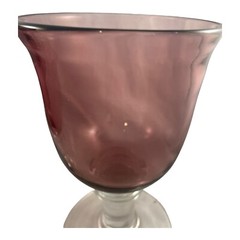 Set of 2 Artland Art Glass Water Wine Goblets Glasses Iris Plum 8in Hand Blown