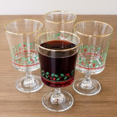 Vintage Arby’s 1986 Christmas Goblets Holly Berry Glasses Set 4