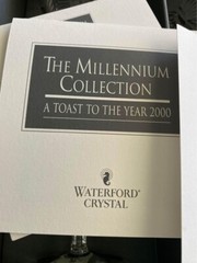 WATERFORD Crystal Champagne Flutes Millennium Collection HAPPINESS NIB Set of 2