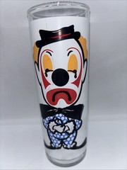 Vintage Libbey Happy Sad Clown Tom Collins glass