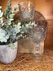Vintage Libbey Ornate Hobstar Stem Footed Water 10 oz 7.25 in Goblets Lot of 2