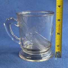 Vtg Antique Cup c. 1882 McKee Glass EAPG Prism/Daisy Pleat Pattern Footed