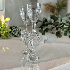VTG Early 1900s Small Wine / Juice Glasses 6-Paneled EAPG