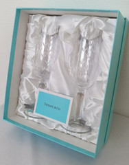 Tiffany & Co. Floret Champagne champaign Pair Set Wine Glass Unused with Box
