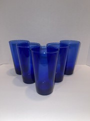 Anchor Hocking Or Libbey? Flare Cobalt Blue 5 7/8” Cooler Tumbler Glasses