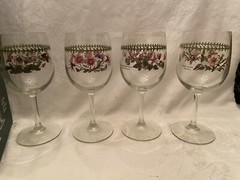 Vintage Set of 4 PORTMEIRION Botanic 13 oz Wine Glasses Original Box