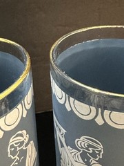 Wedgewood Blue Gray Greek Roman 10 oz Gold Trim Tumblers Set Of 6