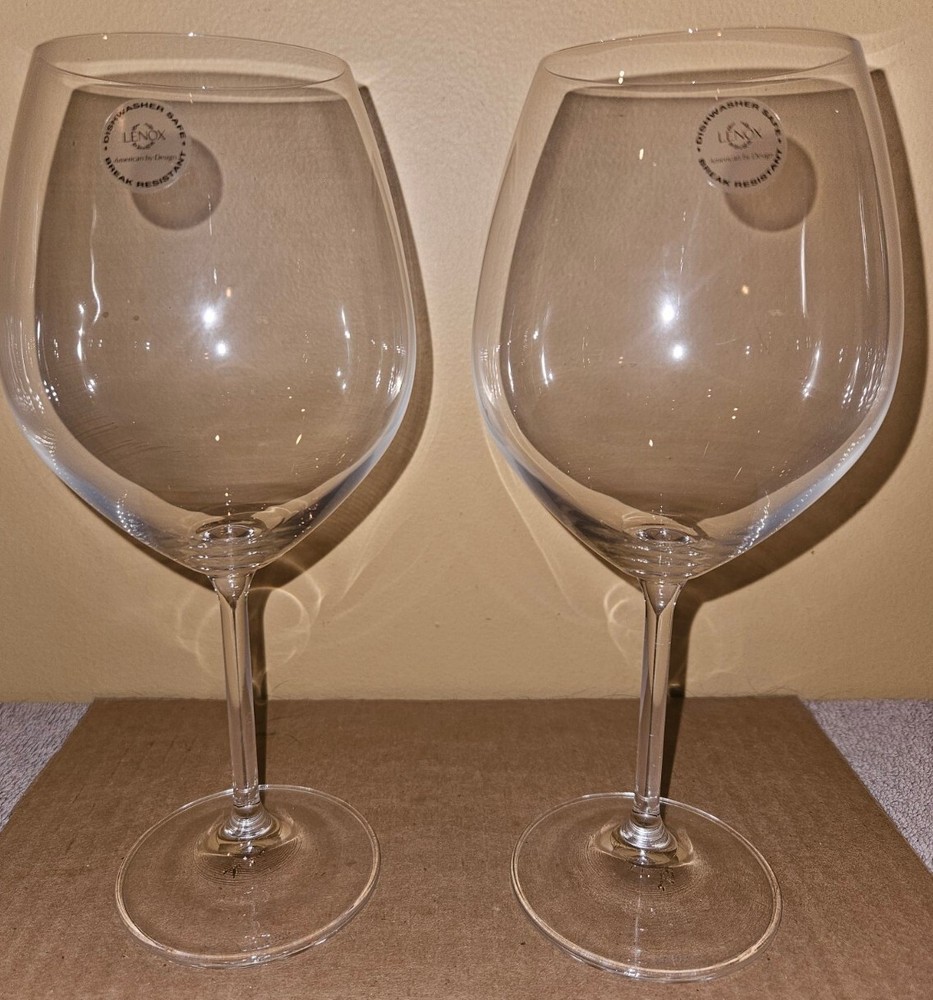 2 Vintage Lenox Long Stem Large Wine Glasses American By Design Goblets