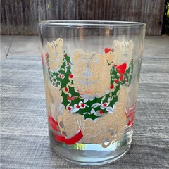 Neiman Marcus 1990’s Christmas Teddy Bear Rocks Glasses Holiday Barware-Set of 6