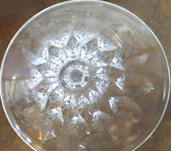 Set of 8 V-Shaped Crystal Champagne Sherbet Goblets Double Teardrop Cut on Bowl