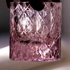 Pink Crystal Glass Rocks Whiskey Glasses Old Fashioned Glass Cut Diamonds 8oz