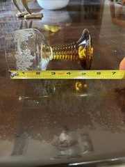 Vintage Golden Amber Bee Hive Stem Grape Motif Wine Goblet