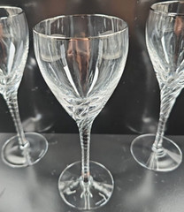 12 Lenox Encore Platinum Wine Glasses Set Elegant Crystal Clear Swirl Stems Lot