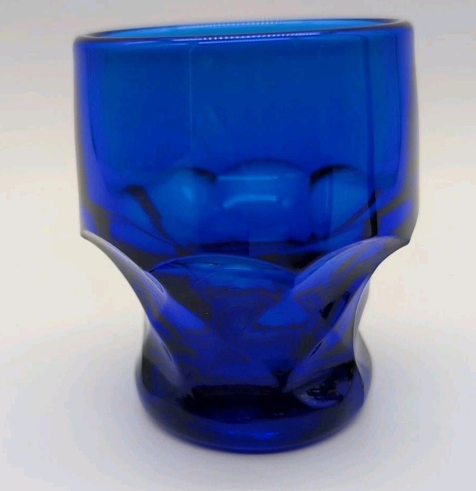 Vintage Georgian Cobalt Blue Glass Tumbler (1) Small 3.25” Tall