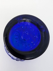 Set of 6 Vintage Cobalt Blue Glass Tumbler Bow and Flower Design Made in Italy