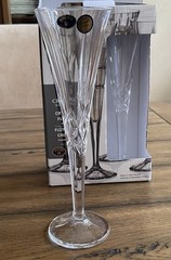 NEW CRYSTAL BOHEMIA champagne FLUTES wedding Set of 2 Czech Republic 24% Lead
