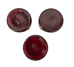 Set of 3 Ruby Red, cut-to-clear Bohemian Art Glass tumbler /Cordial glasses