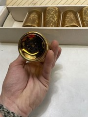 Set 6 Vintage Mid Century Glass Tumblers Gold Paisley Tree Drinking Glasses 4″