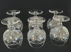 (6) VINTAGE ROYAL BRIERLEY CRYSTAL CUT BRUCE BRANDY GLASSES 4″ ENGLAND