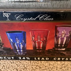 Crystal Clear Hand Cut 24% Lead Crystal Glasses Multi Color
