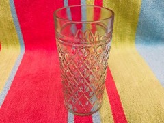 Vintage 8-Lot Anchor Hocking Clear Quilted Diamond Point 6″ Tumbler Glasses