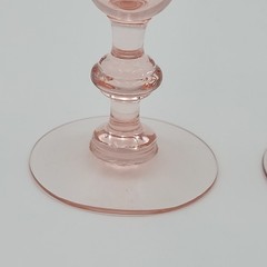 2 Vintage Pink Optic Stemmed Depression Glass Small Champange Flutes Goblets