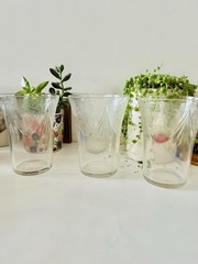 4 Hazel Atlas ROYAL LACE CRYSTAL PANELED 4 1/8″ – 9 OZ WATER TUMBLERS