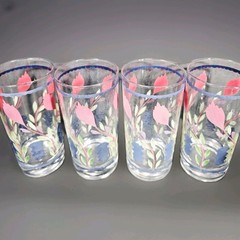 Adams China Lancaster Glassware 13oz Red Tulip Tumbler Set Of 8,READ DESCRIPTION
