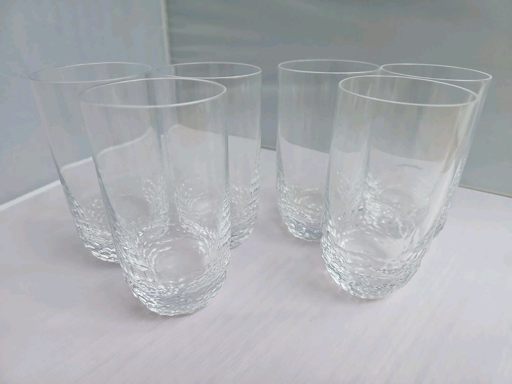 Ralph Lauren Herringbone Crystal HIGHBALL GLASSES Set of 6 Signed