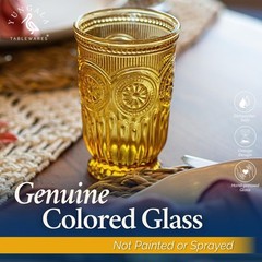 Vintage-Inspired Amber Highball Glasses Set – 6 Count 10 oz Handmade Glassware