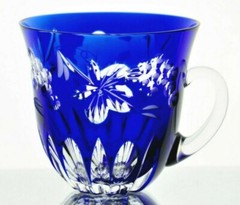 Nachtmann Traube Cobalt Blue Cut to Clear Crystal Punch Cups Set of 4 RARE