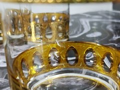 4 Damaged Culver Antigua Gold Crackle Lowball Cocktail Glasses 22k Gold