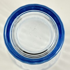 Set Of Six Two-Tone Blue Drinking Glasses Checkered Pattern Stands 5 1/8 In.Tall