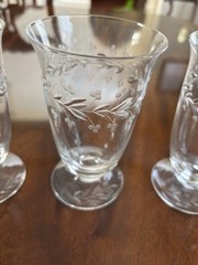 Crystal Stemware by Reizart (Pattern is Doria) Cut Plant Design, 7 pieces total