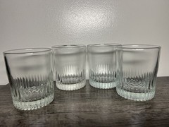 Old Fashion Whiskey Glasses Clear Ripple bottom thick glass Set of 4