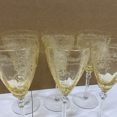 ~ Lot Of 6 ~Yellow Fostoria 5098 June After Dinner Wine Goblets – Rare 1930s ~