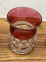 Tiffin Glass Kings Thumbprint Ruby Red Flash Flat Juice Glass Set Of 4