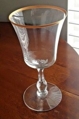 3 Three Fostoria Richmond water glasses goblets gold rim 6 3/4″