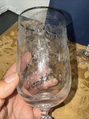 1 Bohemian Crystal Cascade Champagne Flute Etched Swag Knob Stem & Panel Base