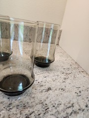 Set Of 4 Vintage Libbey Smoke Gray/Black Impromptu 16oz Drinking Glasses