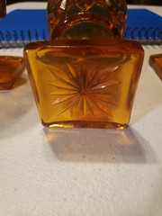 3 VINTAGE INDIANA GLASS COLONY PARK LANE SQUARE FOOT WINE AMBER GOBLETS