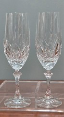 2 Schott Zwiesel SCZ114 Fluted Champagne Glasses Criss Cross Cut, Knob Stem