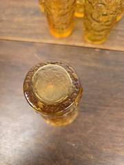 Set Of 6 VTG Anchor Hocking Milano Honey Gold Crinkled 4oz Juice Glasses